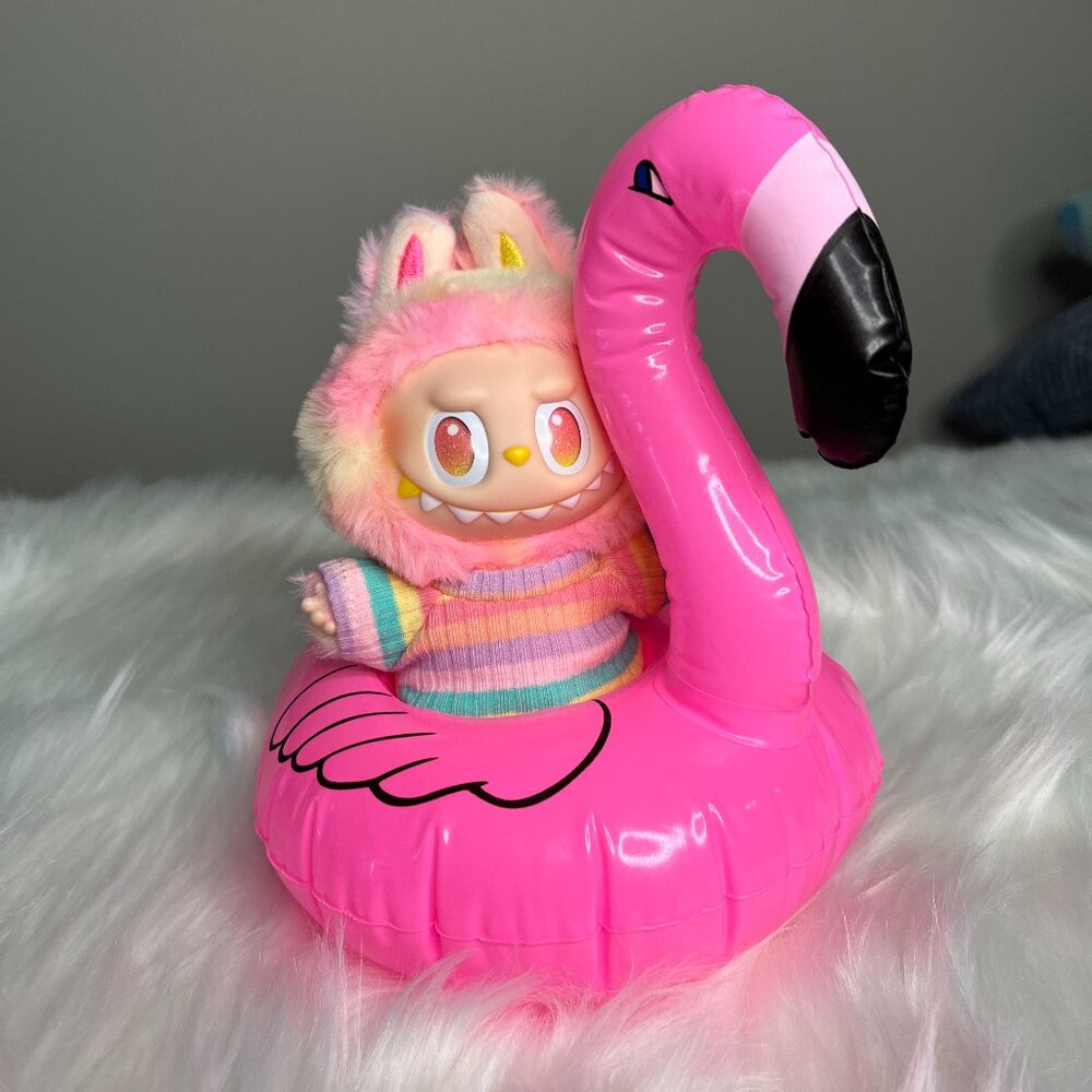 Labubu Pink Flamingo Inflatable Floaty, Labubu NOT included.